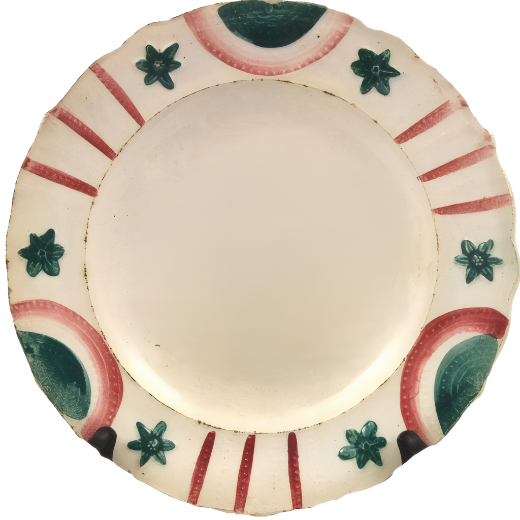 Decorative Paper plate plate with red and green patterns inspired by the French revolution