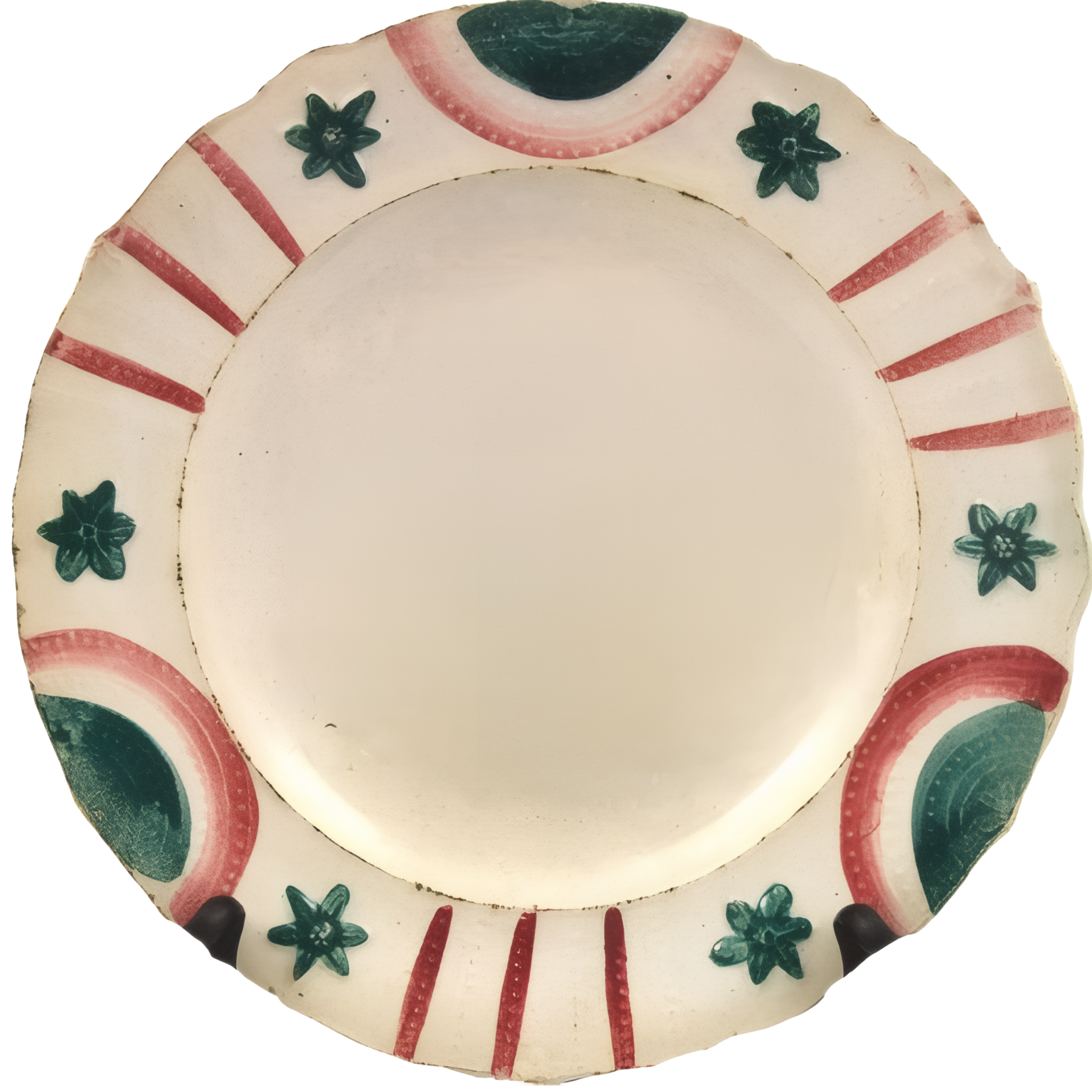 Decorative Paper plate plate with red and green patterns inspired by the French revolution