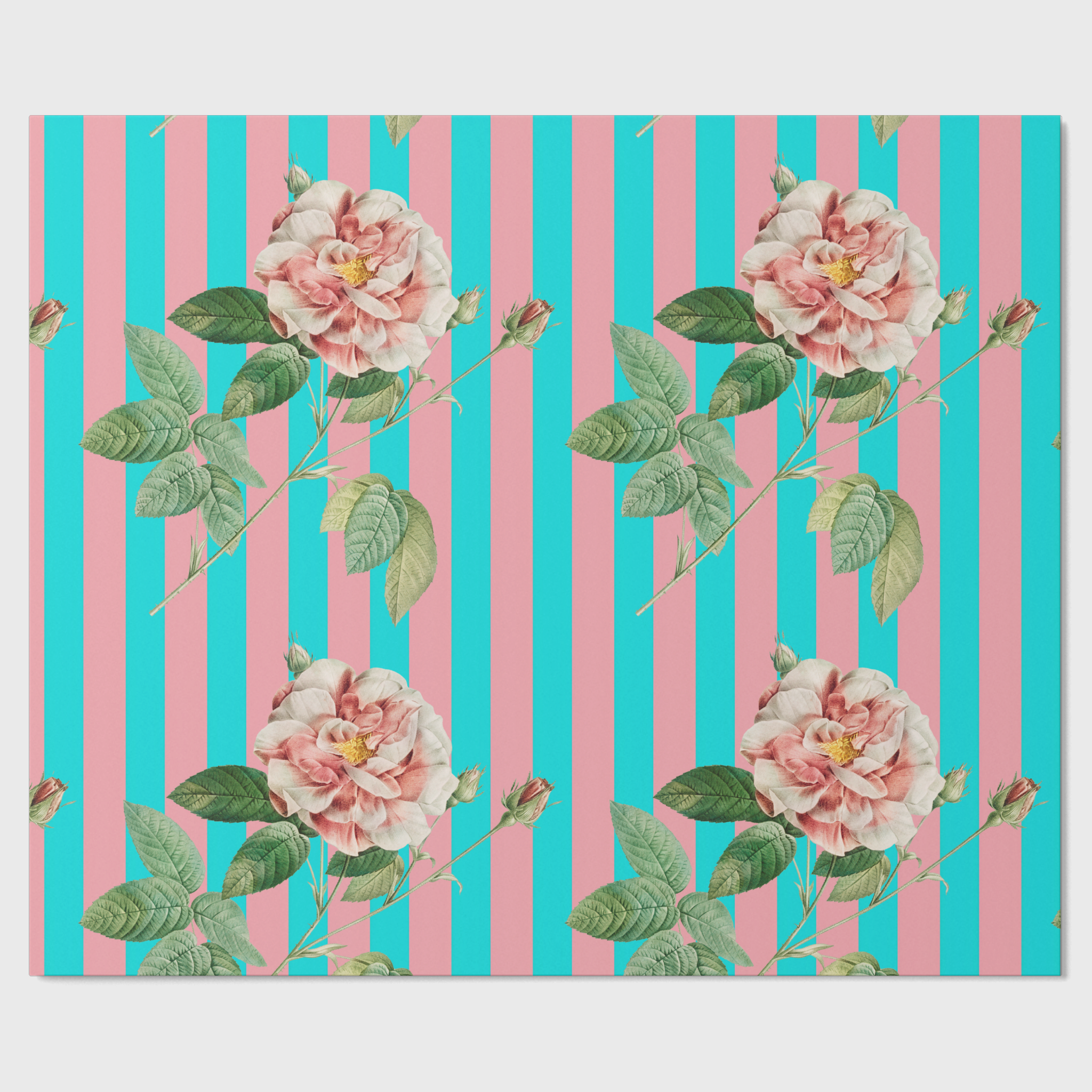 Les Fleurs Aqua stripe table runner
