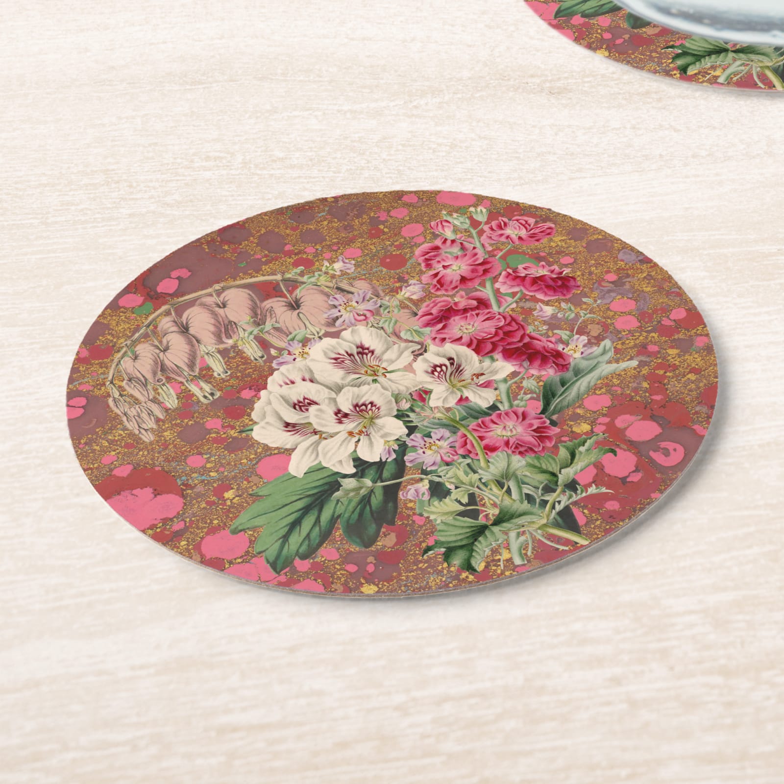 Les Fleurs Azalea Floral Paper Coasters — angled