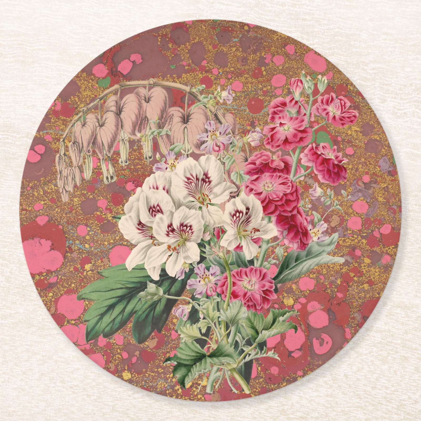 Les Fleurs Azalea Floral Paper Coasters — front