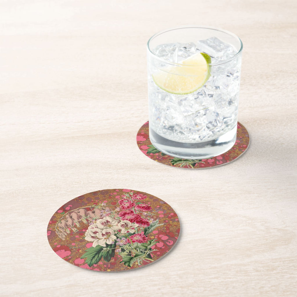 Les Fleurs Azalea Floral Paper Coasters — in situ