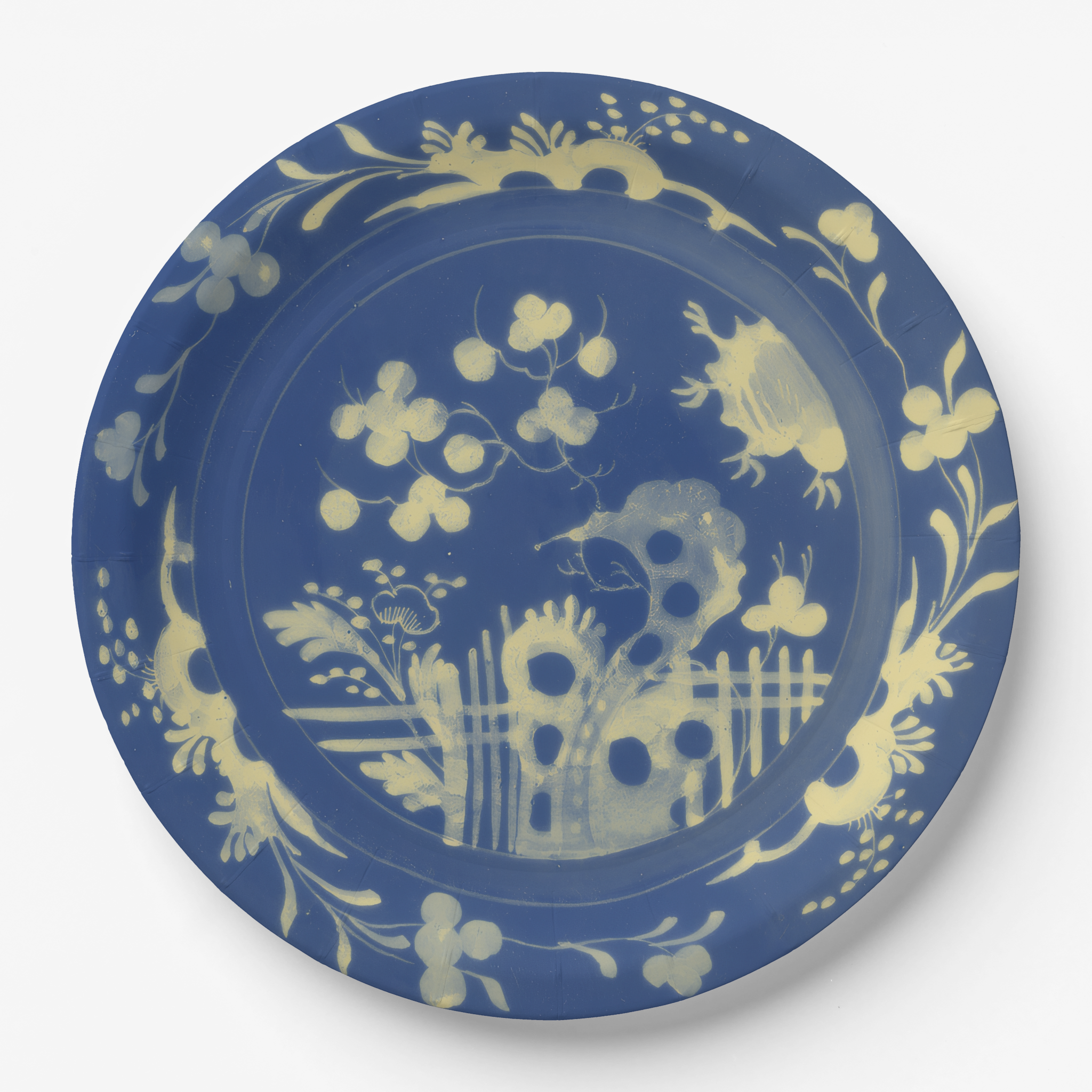 La Chinoiserie Cobalt chinoiserie garden paper plate