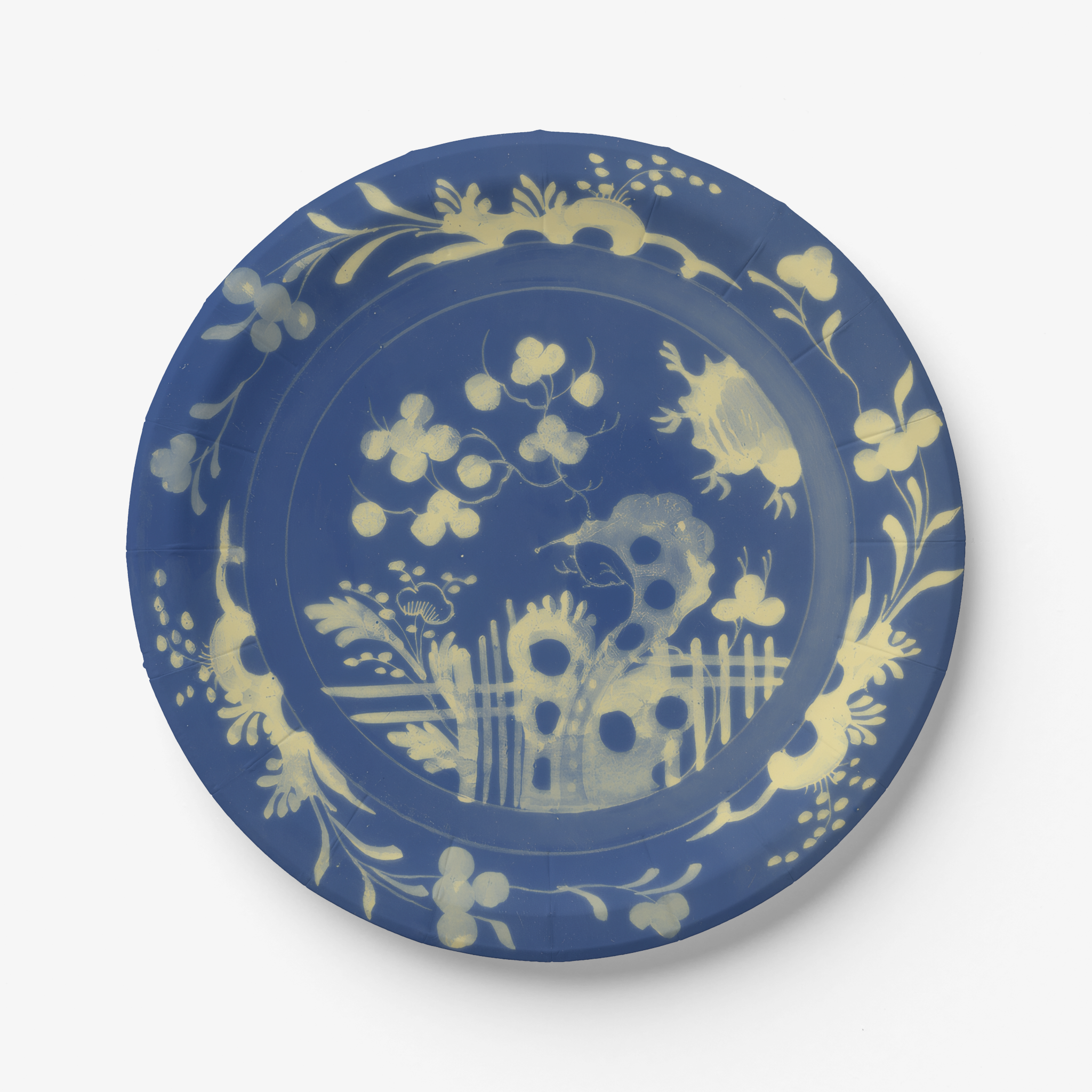 La Chinoiserie Cobalt chinoiserie garden paper plate