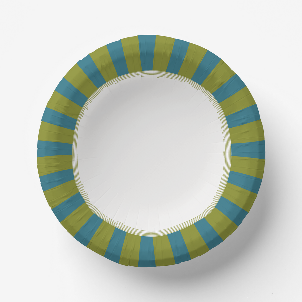Les Fleurs Teal radial stripe paper bowl