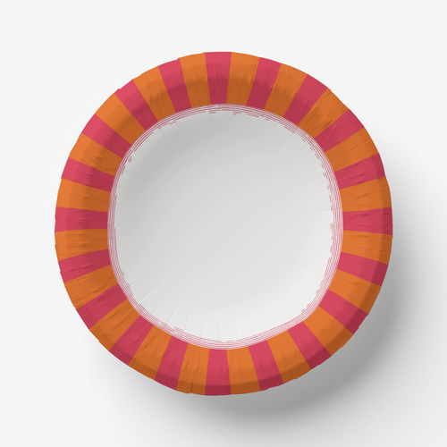 Les Fleurs Crimson Radial Stripe Bowl (Pack of 8)