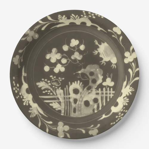 La Chinoiserie Fawn chinoiserie garden paper plate