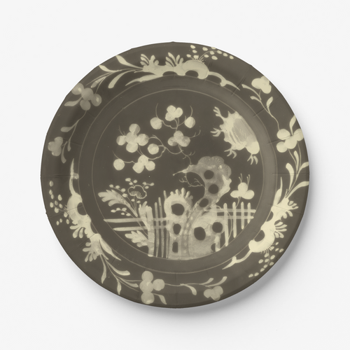 La Chinoiserie Fawn chinoiserie garden paper plate