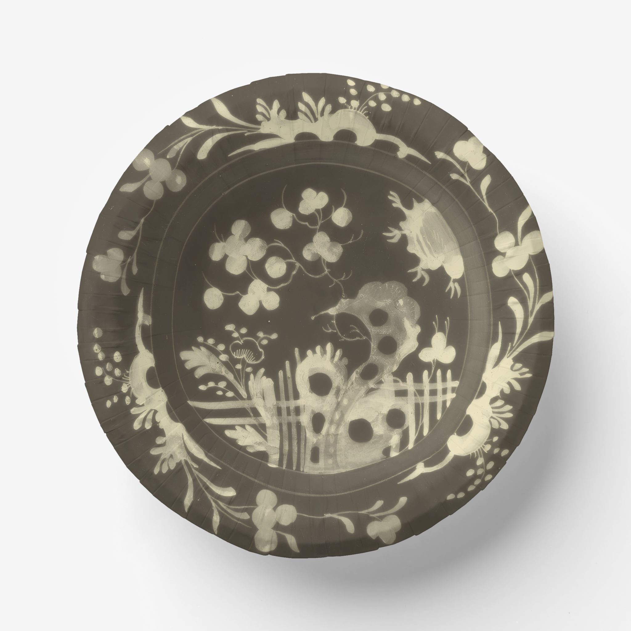 La Chinoiserie Fawn chinoiserie garden paper plate