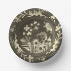 La Chinoiserie Fawn bowl — chinoiserie garden in cream on umber