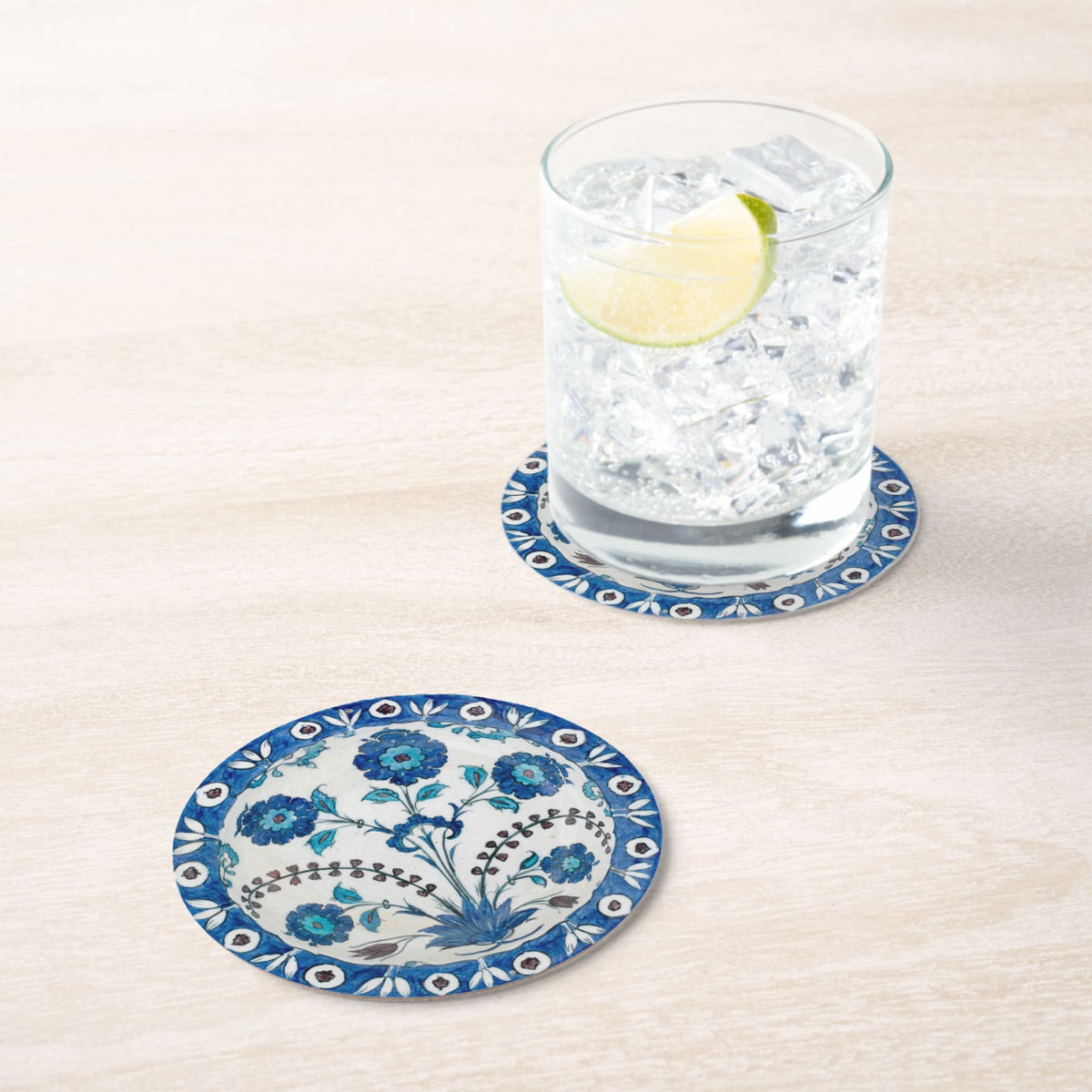 Carnation Paper Coasters — in situ