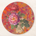 Les Fleurs Crimson Floral Paper Coasters — front