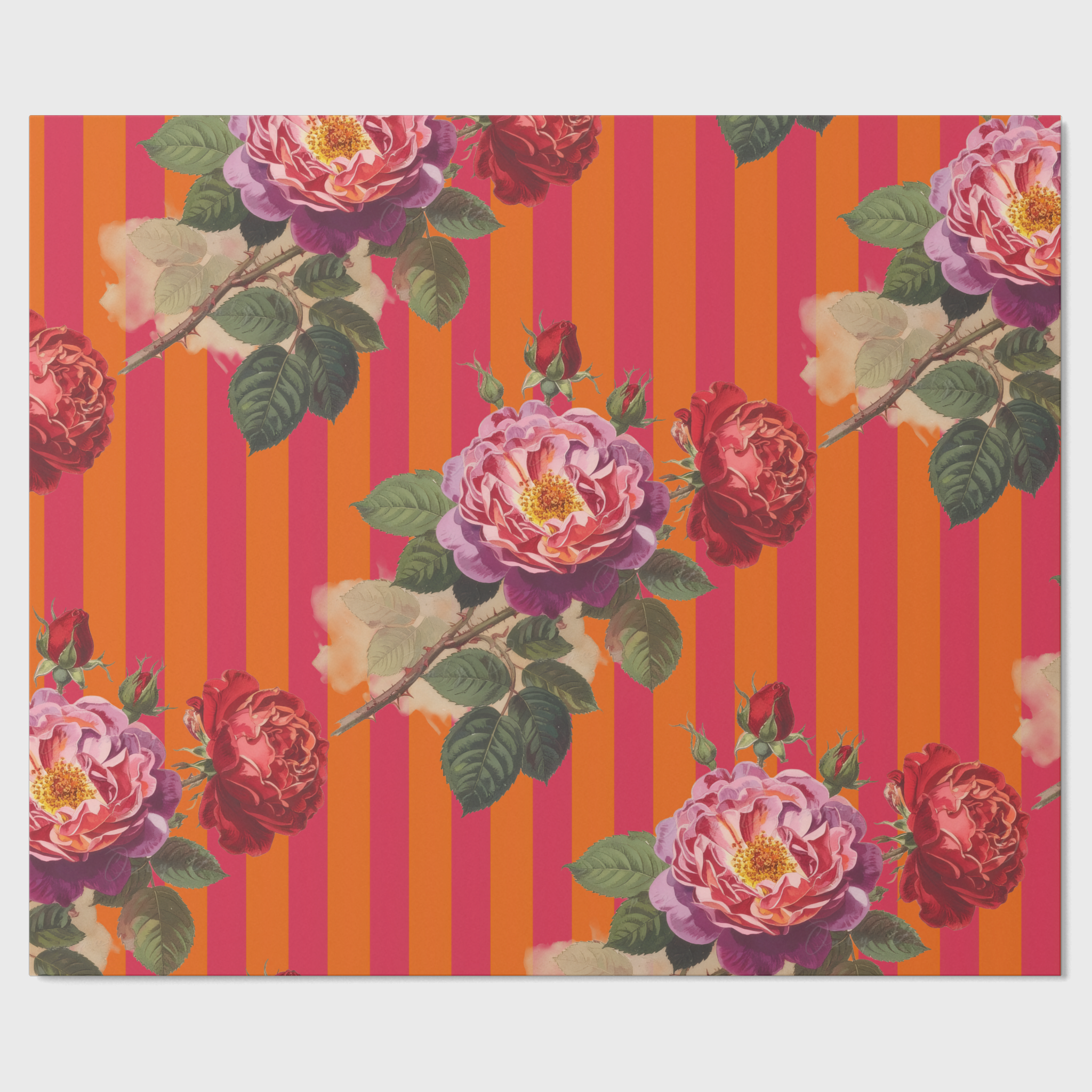 Les Fleurs Crimson stripe table runner