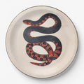 Red-Banded Snake antique snake Halloween paper plate, overhead