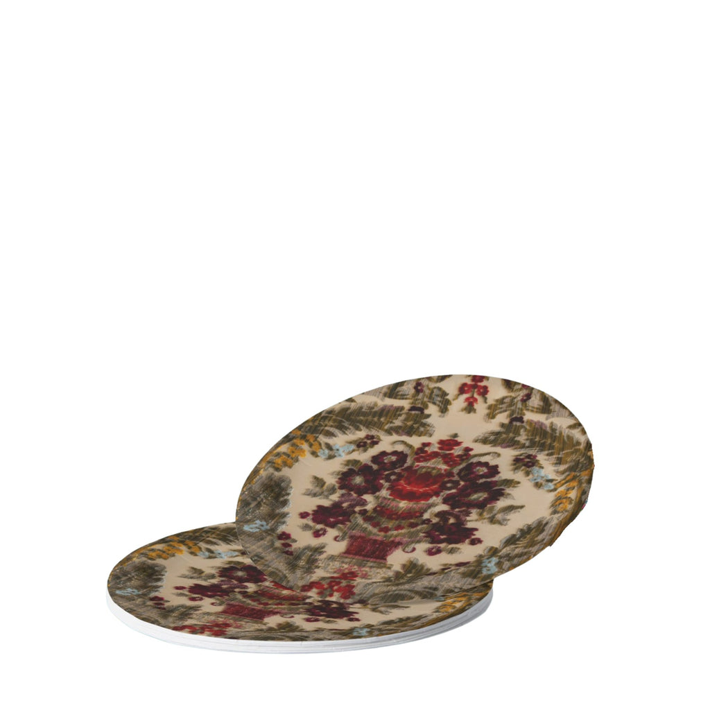 Autumn damask plates in a stack