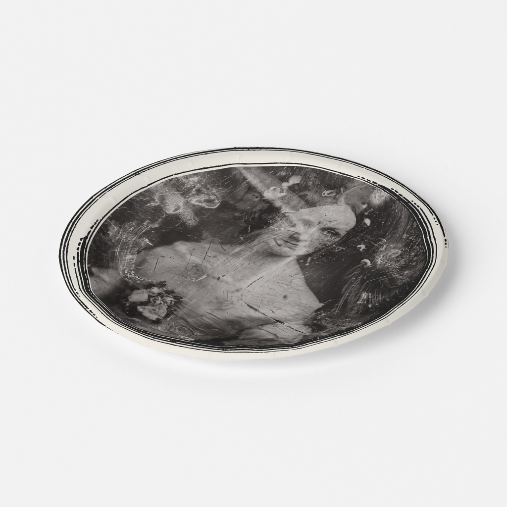 La Comtesse ghost daguerreotype paper plate, angled view