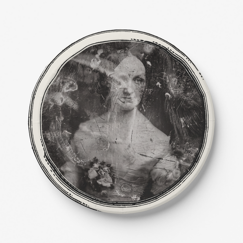 Ghost appetizer plate set 9 inch — La Comtesse daguerreotype design