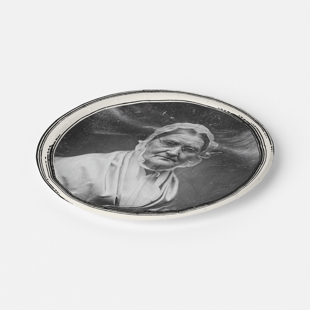 La Douairière ghost daguerreotype paper plate, angled