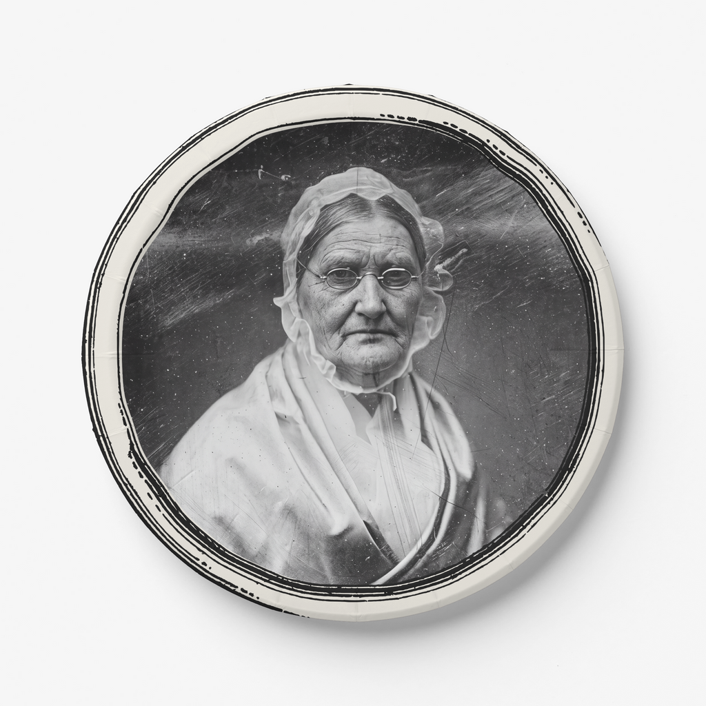 Ghost appetizer plate set 9 inch — La Douairière daguerreotype design
