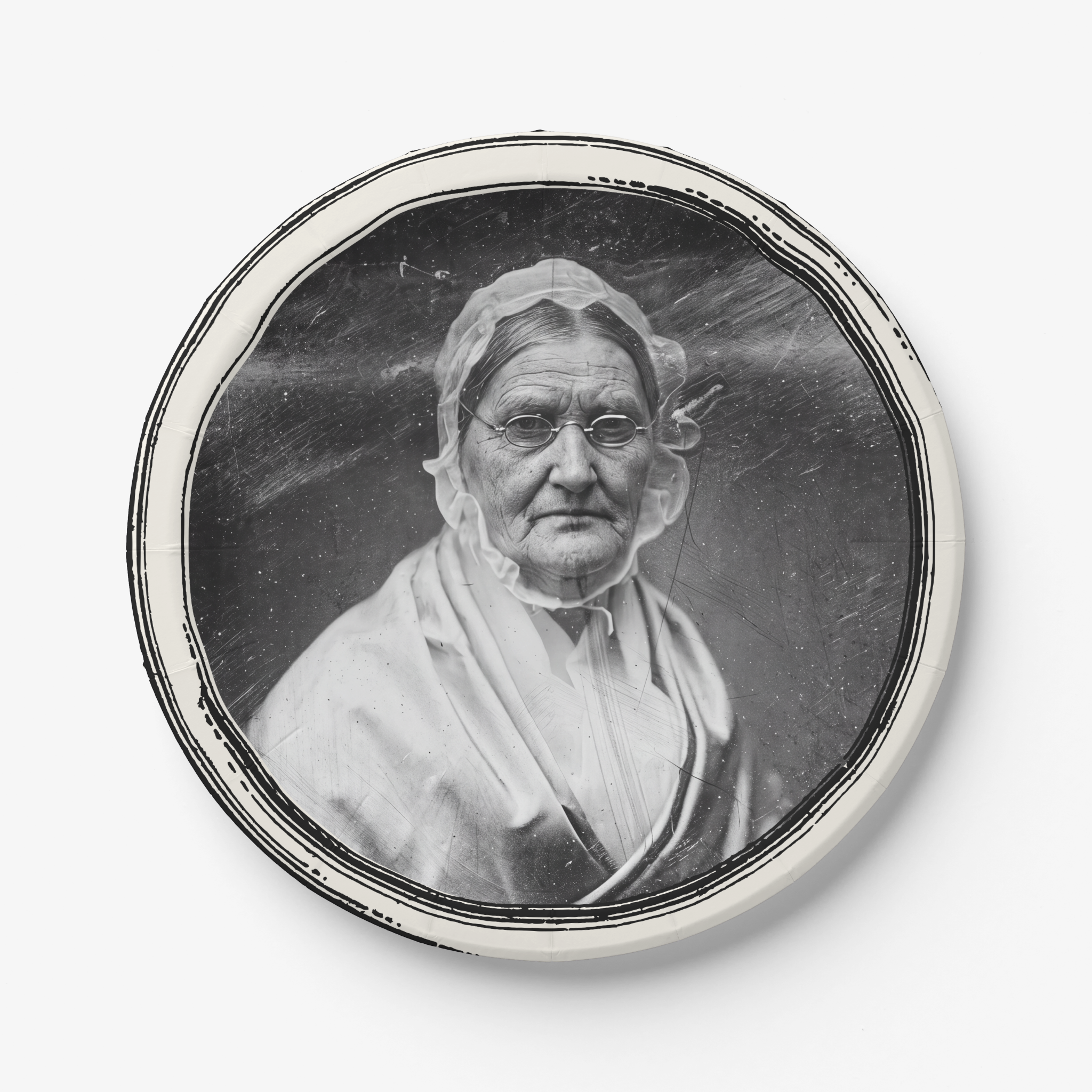 Ghost appetizer plate set 9 inch — La Douairière daguerreotype design