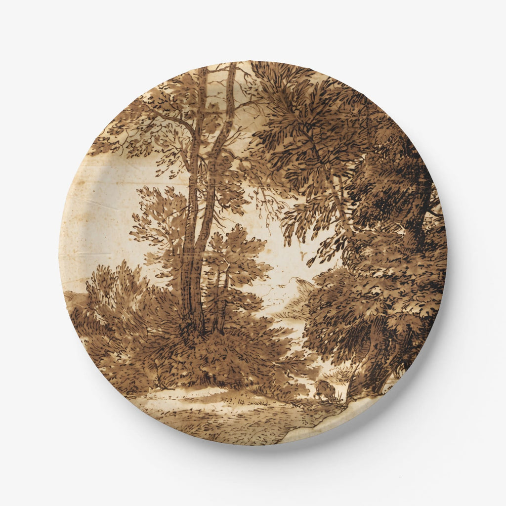 Sepia landscape paper plate