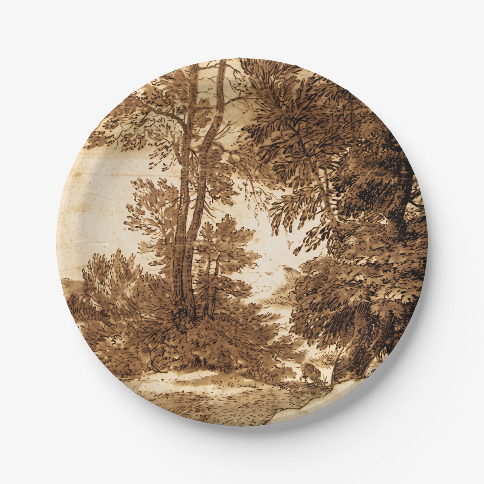Sepia landscape paper plate