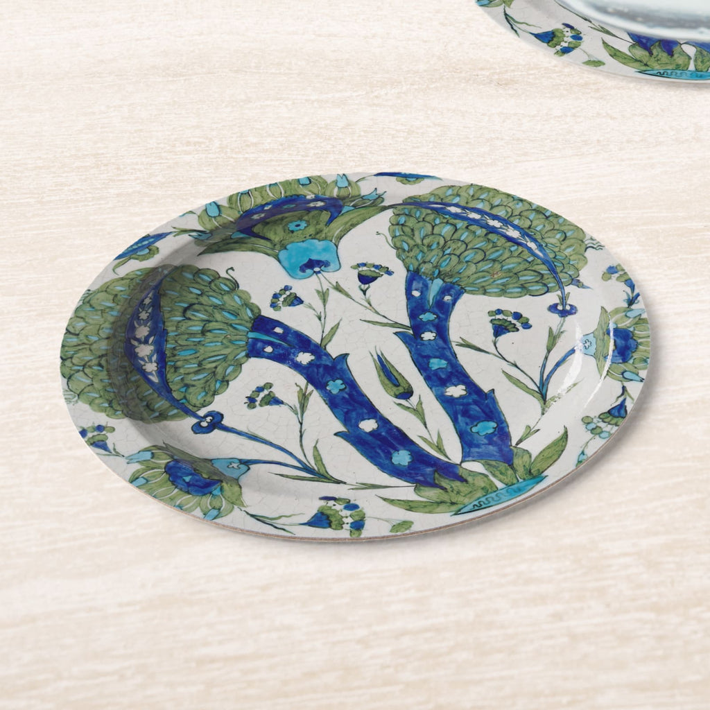 Iznik Floral Paper Coasters — angled