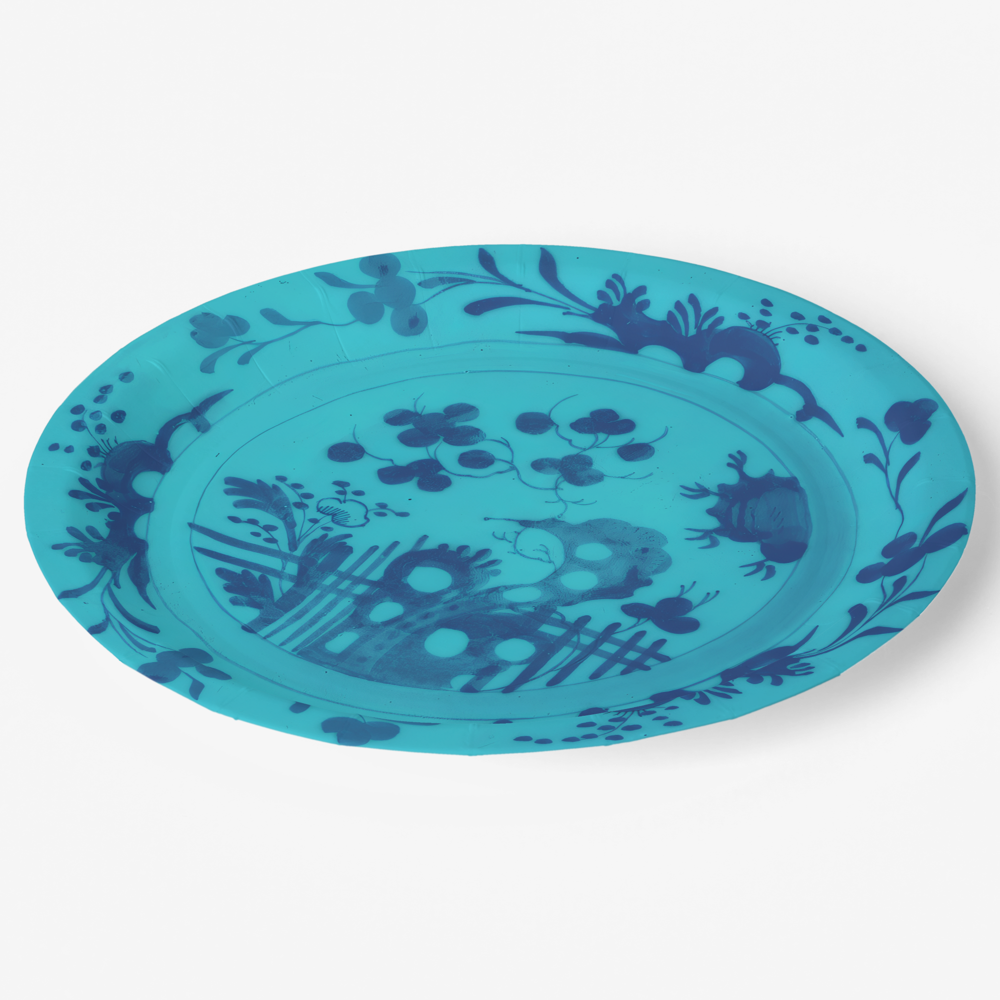 La Chinoiserie Lagoon chinoiserie garden paper plate angled