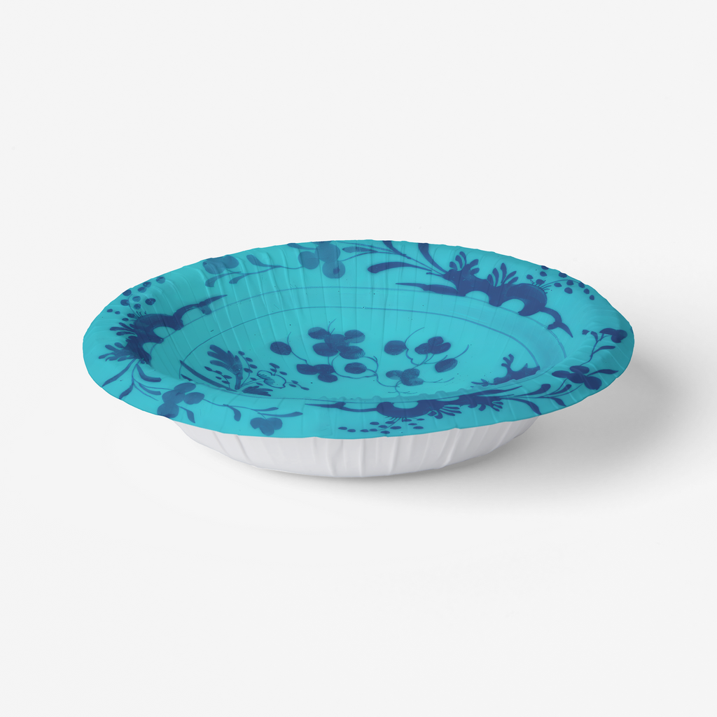 La Chinoiserie Lagoon chinoiserie garden paper plate angled