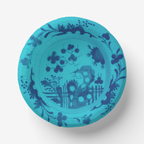 La Chinoiserie Lagoon bowl — navy garden scene on aqua