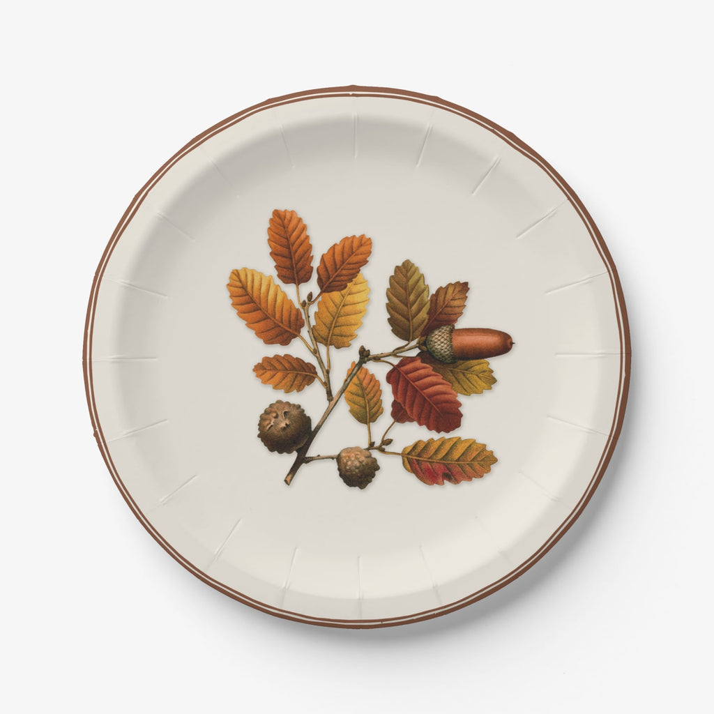 Beech and oak leaves paper plate