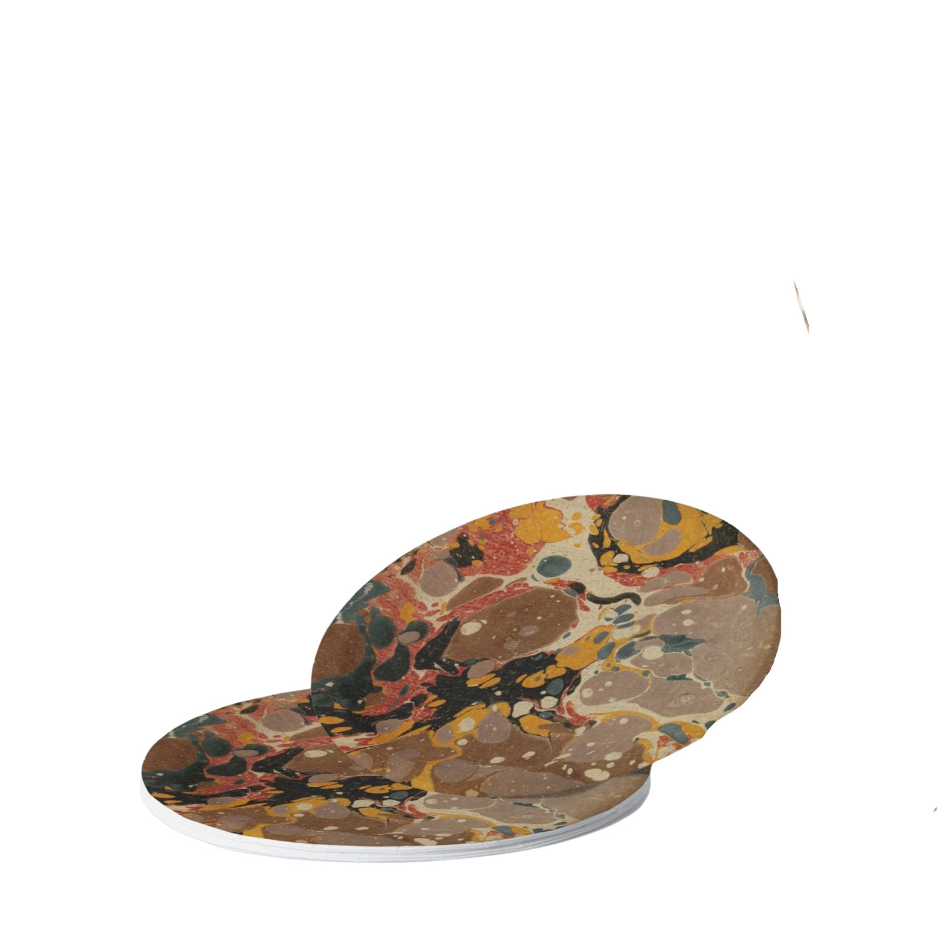 Marbled plates in a stack