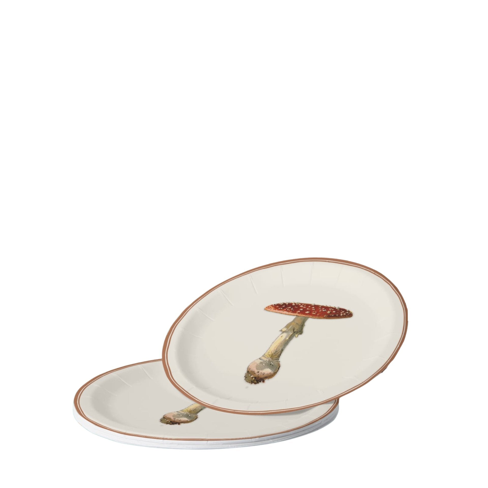 Fly agaric plates in a stack