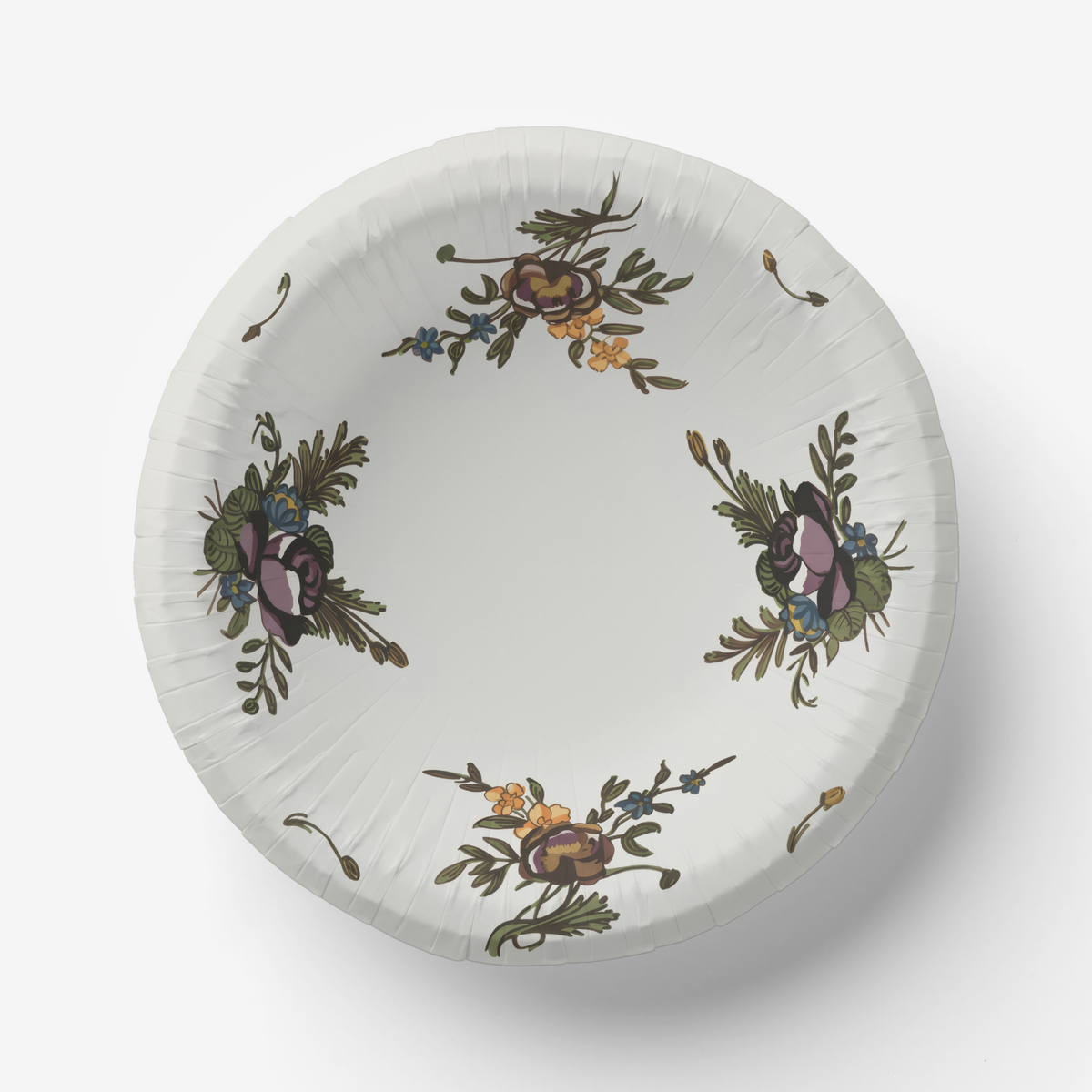 Moustiers four bouquet paper bowl, top view