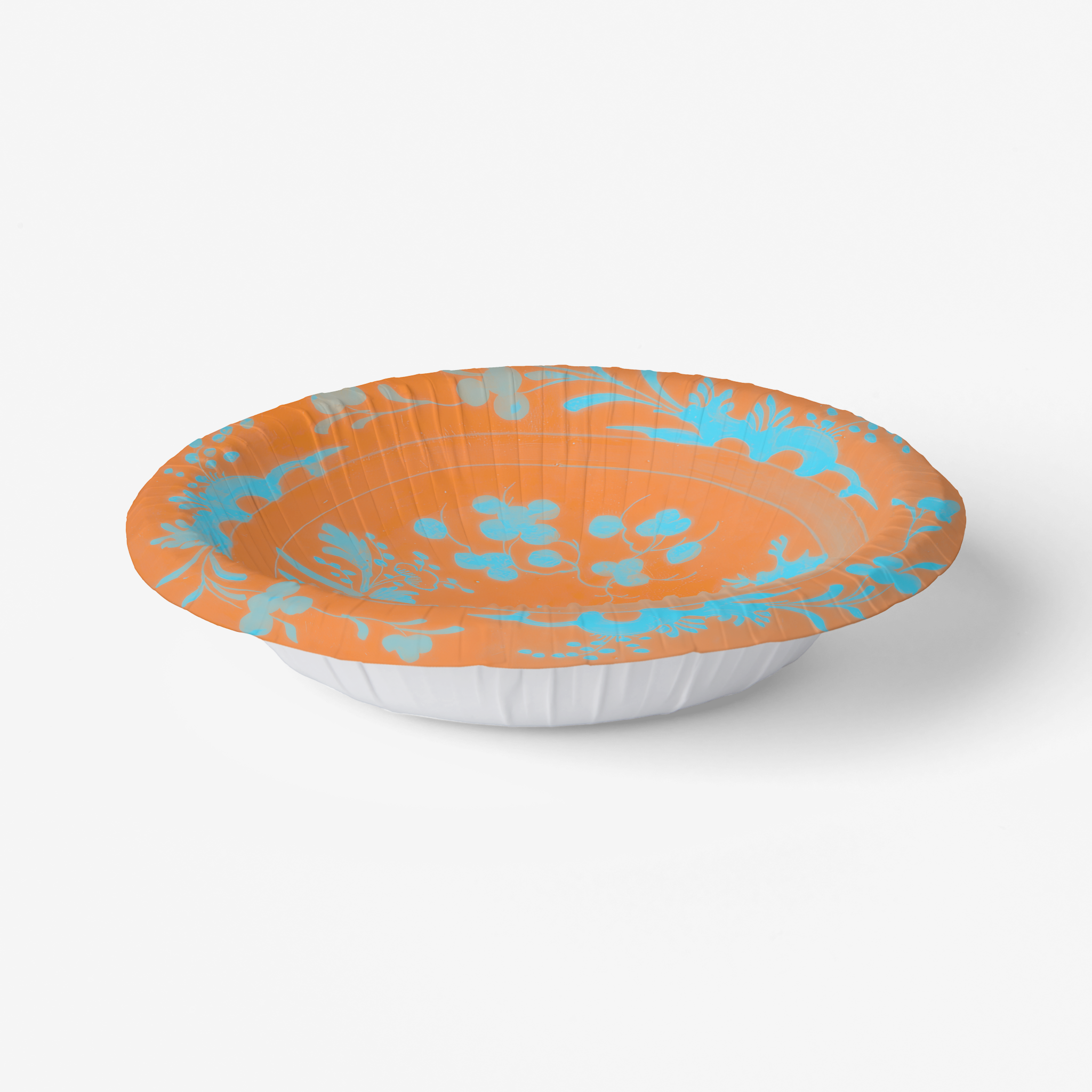 La Chinoiserie Orange chinoiserie garden paper plate angled