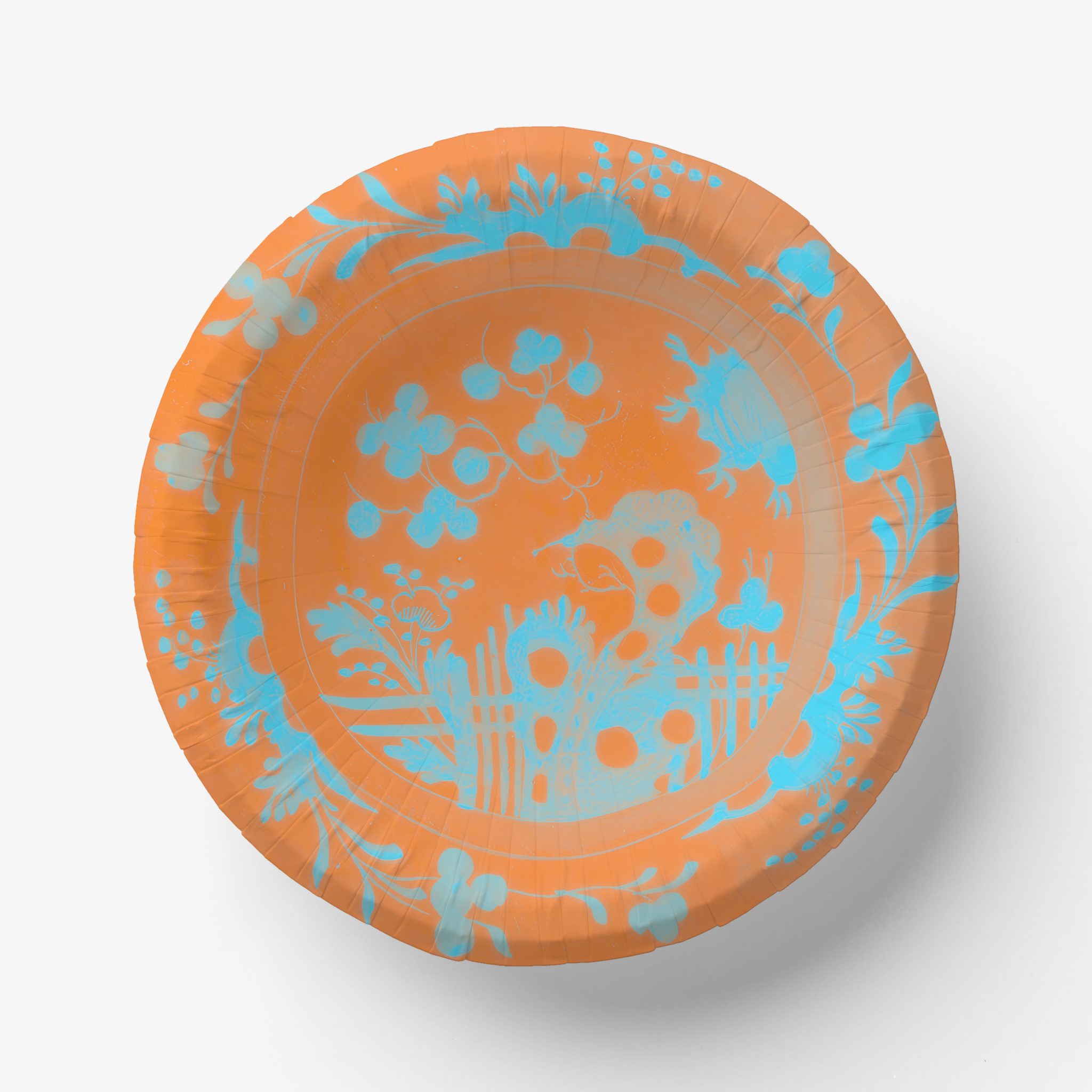 La Chinoiserie Orange chinoiserie garden paper plate