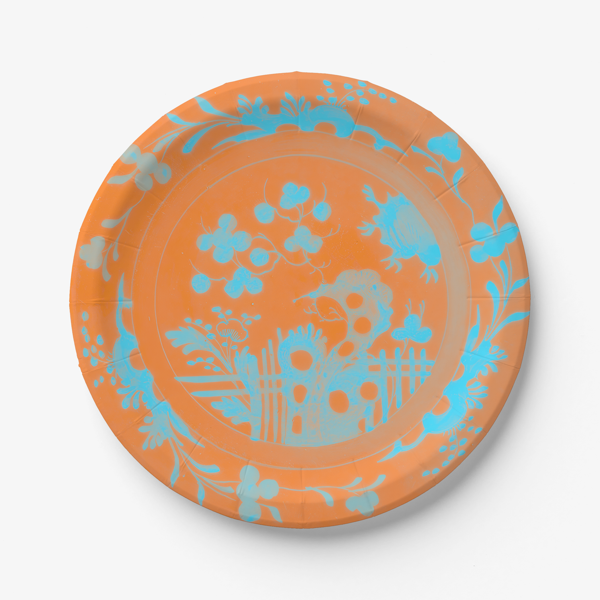 La Chinoiserie Orange chinoiserie garden paper plate