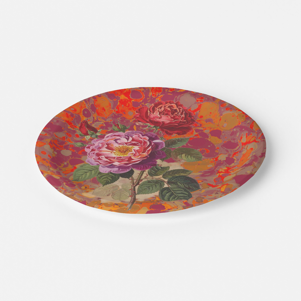 Les Fleurs Crimson Paper Party Plate