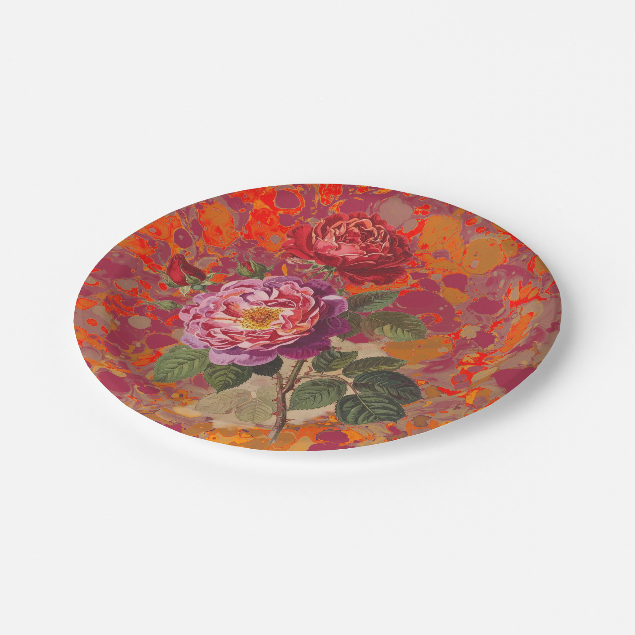 Les Fleurs Crimson Paper Party Plate