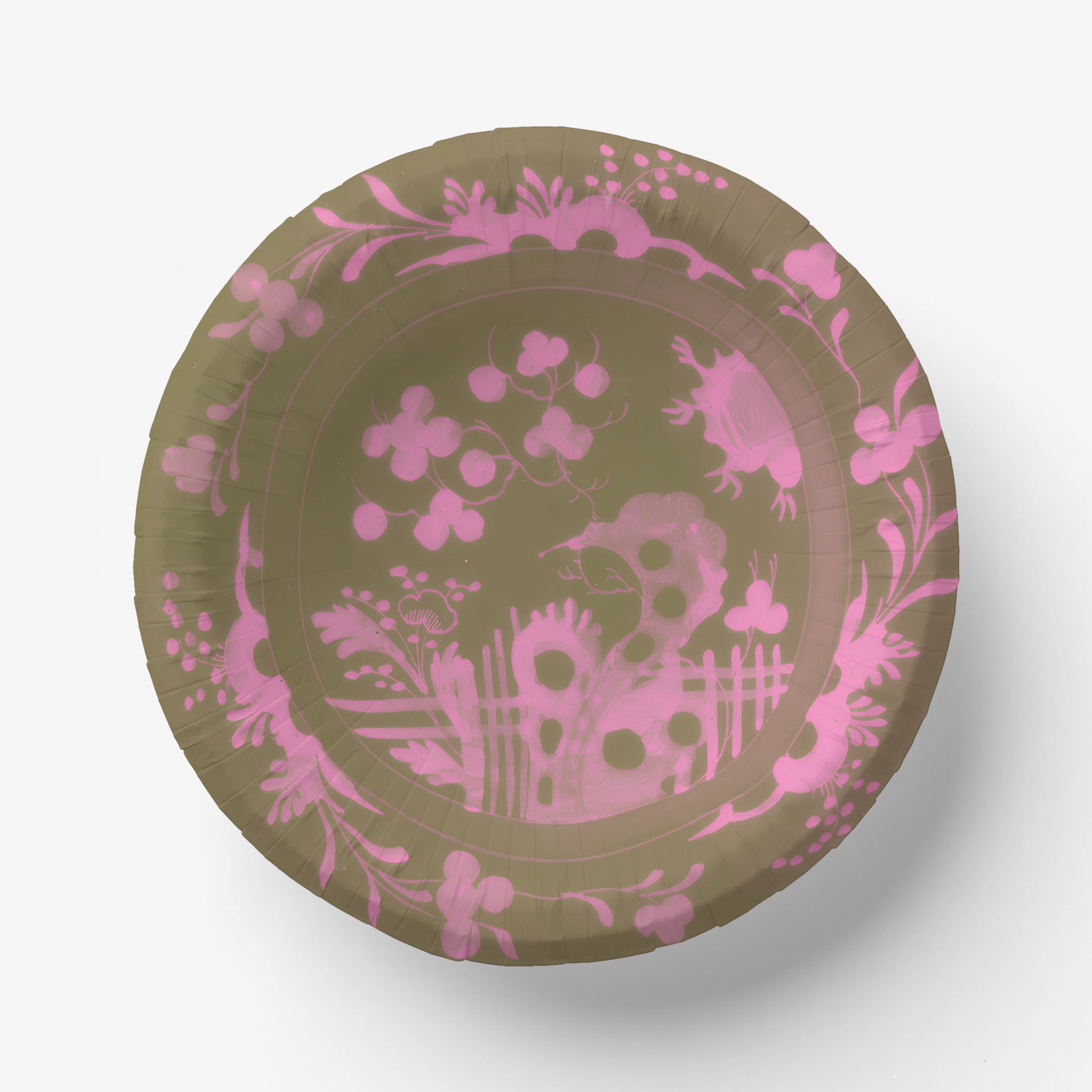 La Chinoiserie Pink chinoiserie garden paper plate