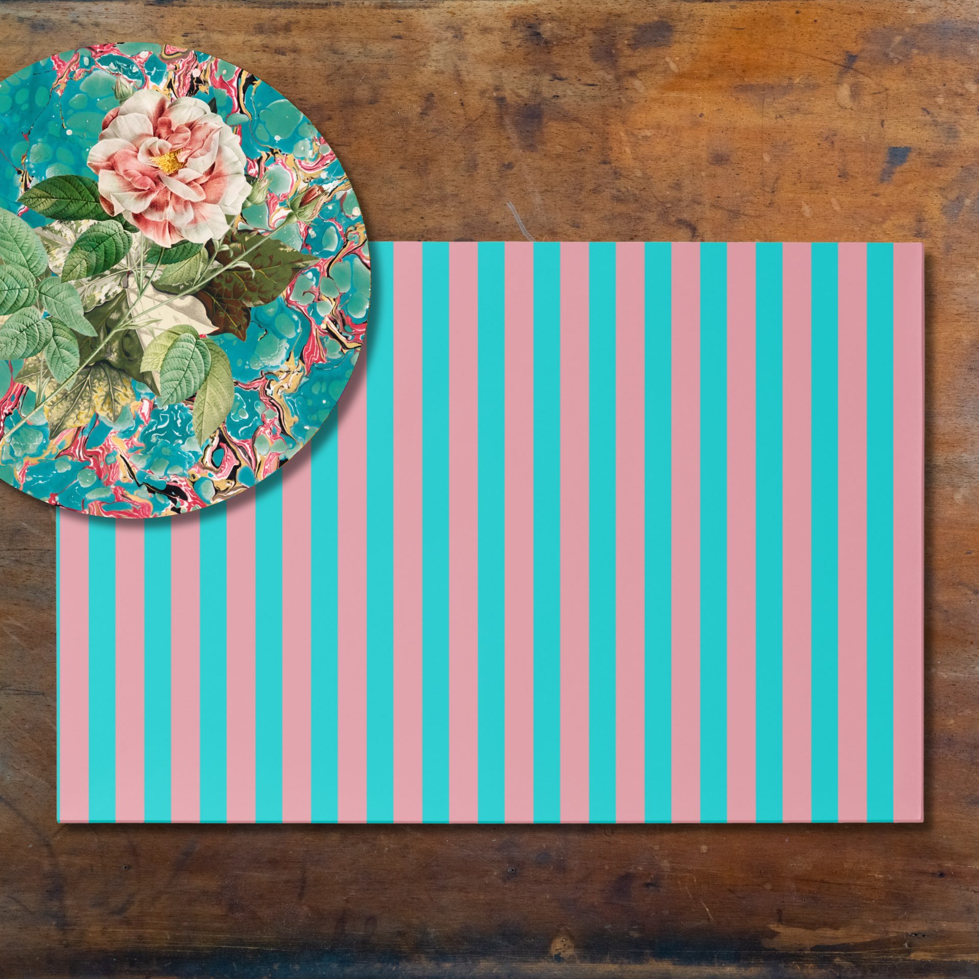 Tear Away Pink Aqua Paper Party Placemat