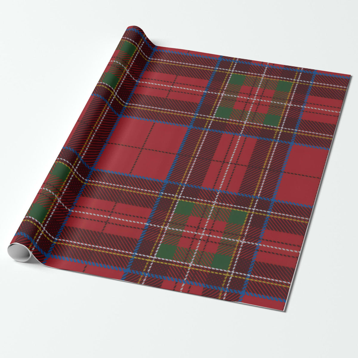 Noël Le Tartan table runner partly unrolled, showing the sett