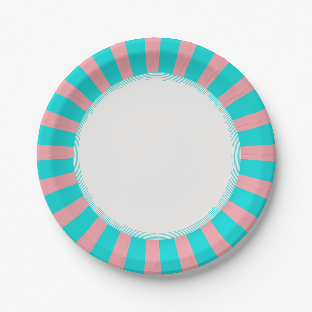 Les Fleurs Radial Stripe Paper Plate (8 pk)