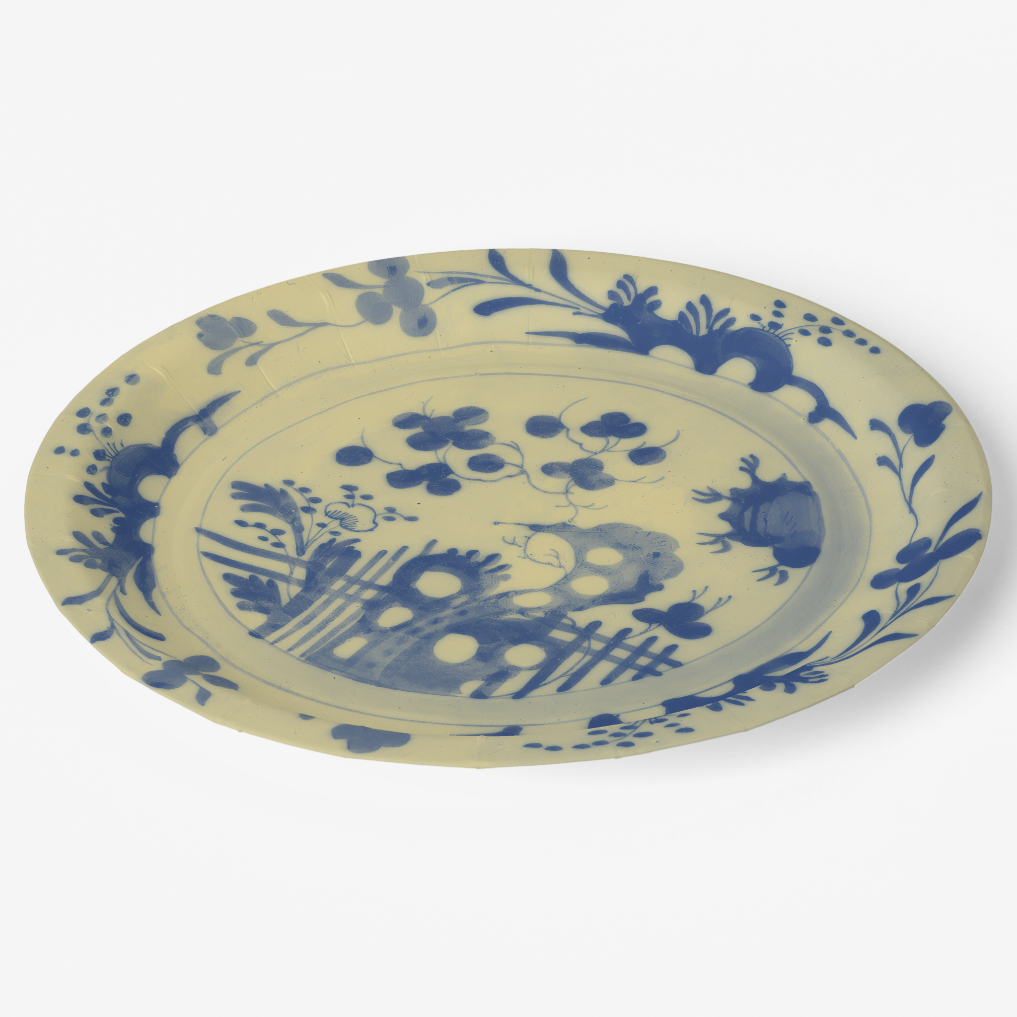 La Chinoiserie Porcelain chinoiserie garden paper plate angled