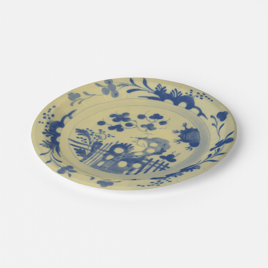 La Chinoiserie Porcelain chinoiserie garden paper plate angled