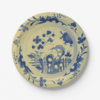 La Chinoiserie Porcelain salad plate — blue garden scene on ivory