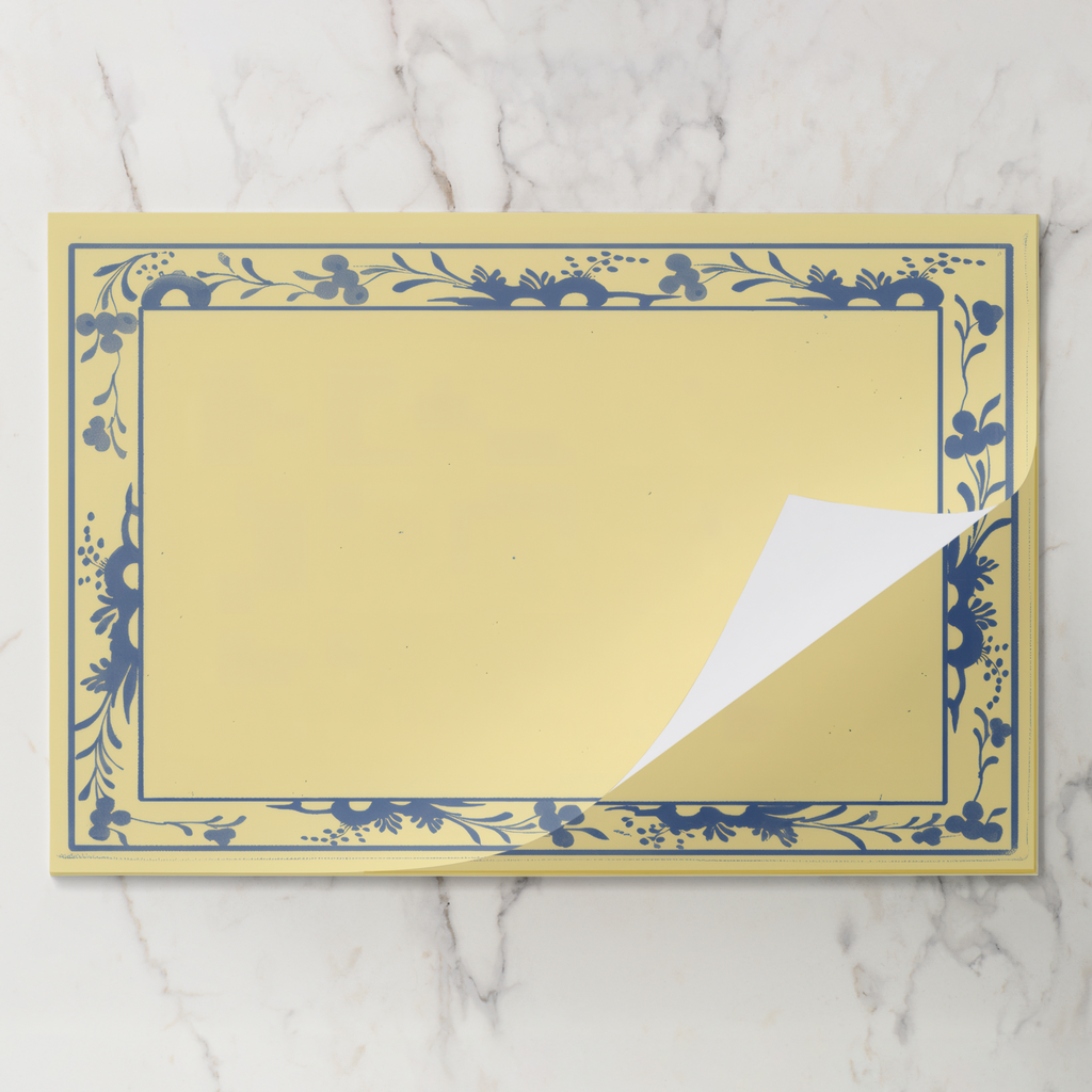 Porcelain Bordure placemat pad with the top sheet lifting away