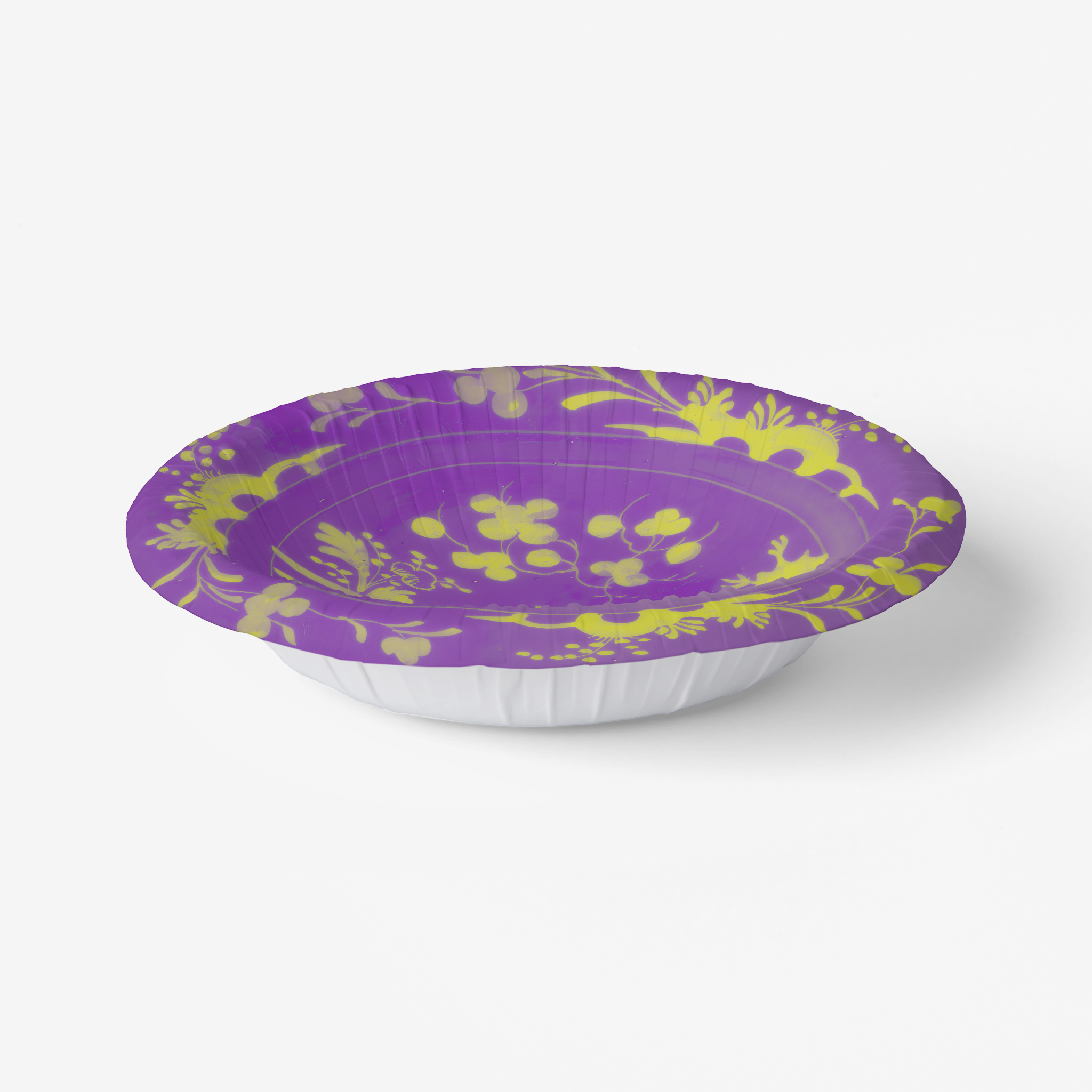 La Chinoiserie Violet chinoiserie garden paper plate angled