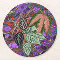 Les Fleurs Aubergine Floral Paper Coasters — front