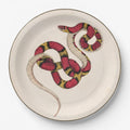 Scarlet Snake antique snake Halloween paper plate, overhead